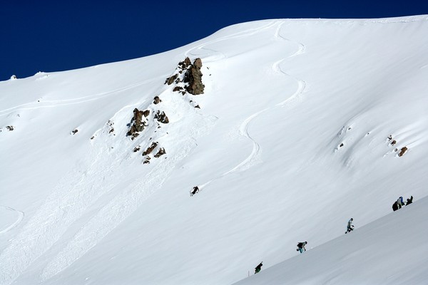 Backcountry skiing at Ohau